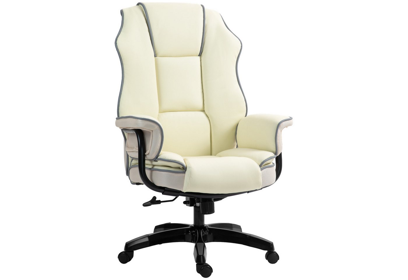 MC Star Bürostuhl ergonomischer mit verstellbarer Rückenlehne, höhenverstellbarer (Schreibtischstuhl mit Liegefunktion in Cremefarbe) von MC Star