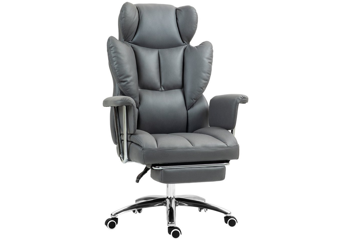 MC Star Bürostuhl mit Liegefunktion, ergonomisch Schreibtischstuhl, höhenverstellbar (Drehstuhl mit Fußstütze, gepolstert, bis 120 kg belastbar, für Büro, Arbeitszimmer, Dunkelgrau) von MC Star