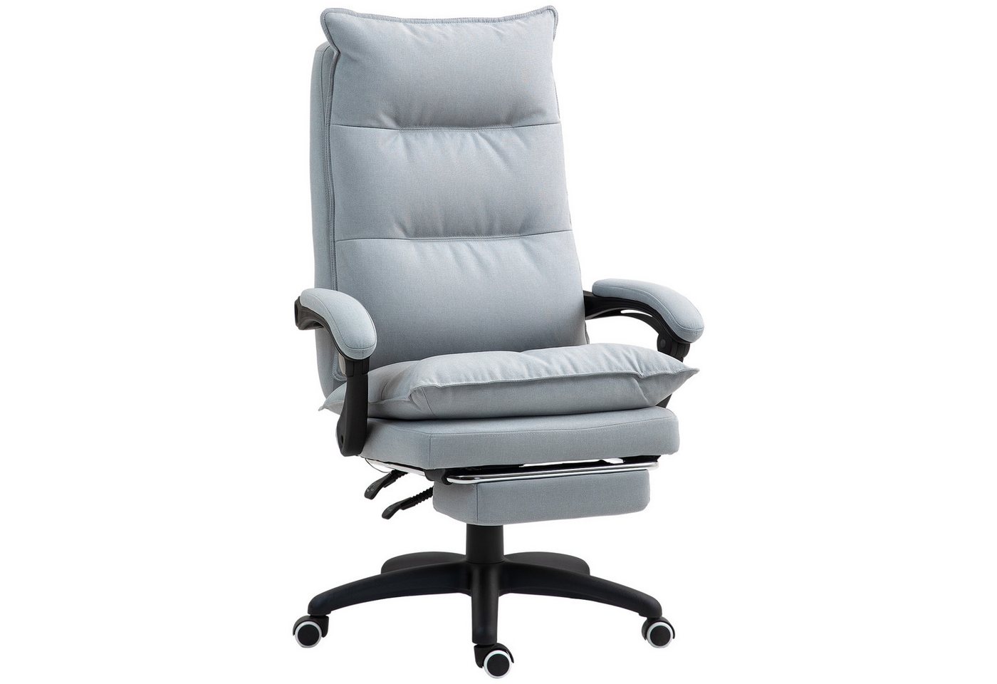 MC Star Bürostuhl mit Massagefunktion, Ergonomisch Schreibtischstuhl mit Liege (Drehfunktion, Höhenverstellbar Computerstuhl mit Fußstütze, Fernbedienung und Timer, Hellgrau) von MC Star