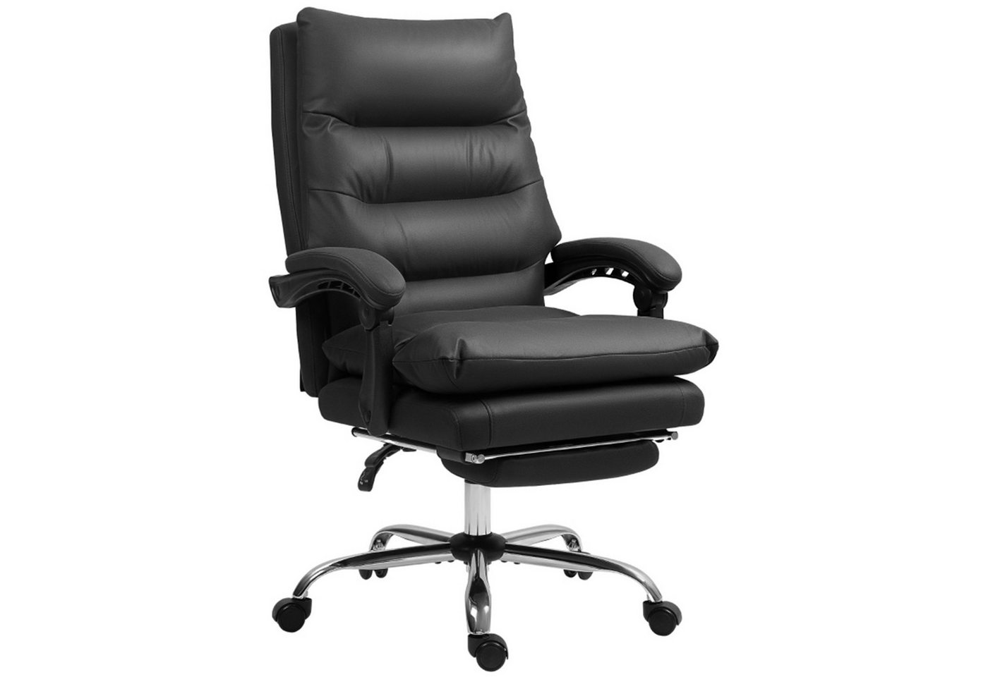 MC Star Bürostuhl mit Massagefunktion, Ergonomisch Schreibtischstuhl mit Liegefunktion (Heizfunktion, Höhenverstellbar Computerstuhl mit Fußstütze, Drehfunktion, Schwarz) von MC Star