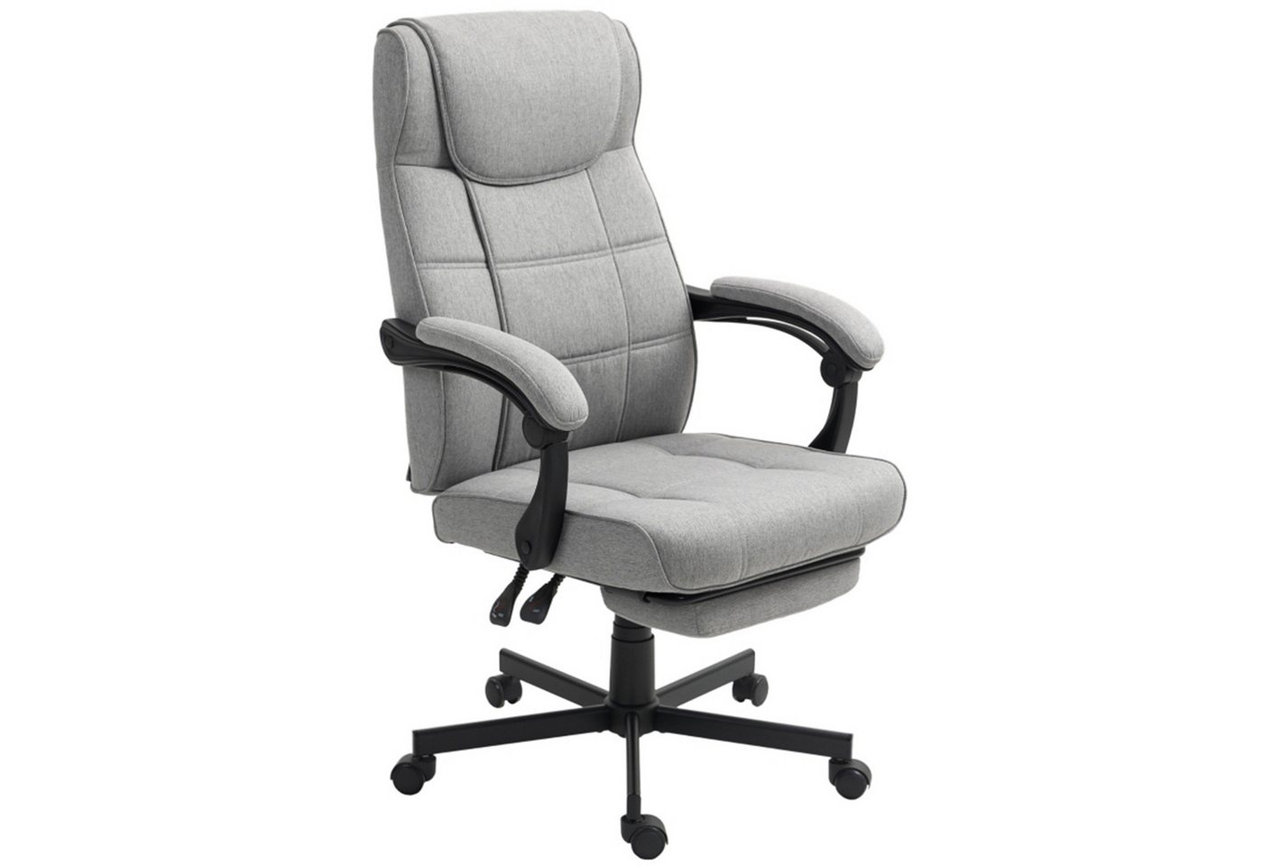 MC Star Bürostuhl mit Massagefunktion Ergonomischer Chefsessel mit Liegefunktion (Fußstütze Höhenverstellbar 360° Drehbar Schreibtischstuhl Computerstuhl mit Leinenoptik, Grau) von MC Star
