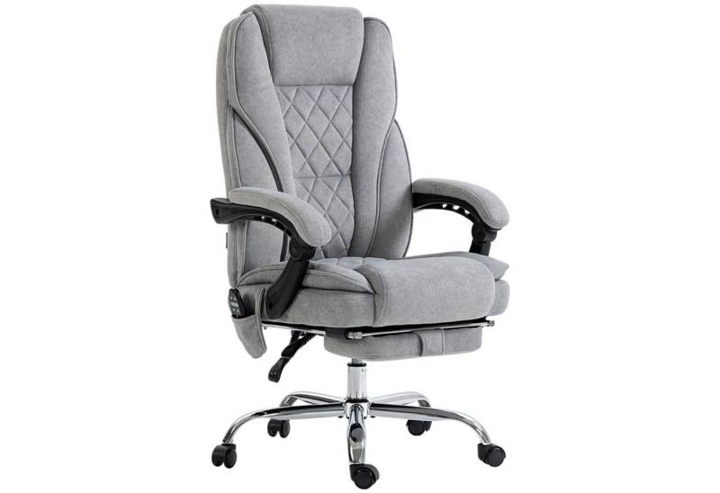 MC Star Bürostuhl mit Vibrtationsmassage, Ergonomischer Schreibtischstuhl (Heizung, Höhenverstellbarer Drehstuhl mit Fußstütze, Fernbedienung, Seitentasche, Grau) von MC Star