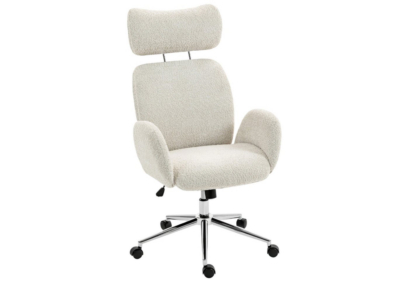 MC Star Bürostuhl mit verstellbarer Kopfstütze, ergonomischer Schreibtischstuhl (Kippfunktion, höhenverstellbar, Grauweiß) von MC Star