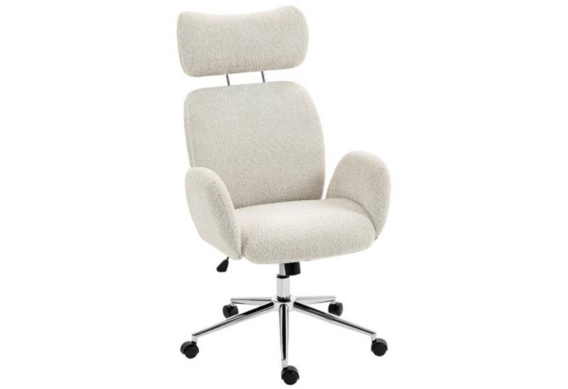 MC Star Bürostuhl mit verstellbarer Kopfstütze, ergonomischer Schreibtischstuhl (Kippfunktion, höhenverstellbar, Grauweiß) von MC Star