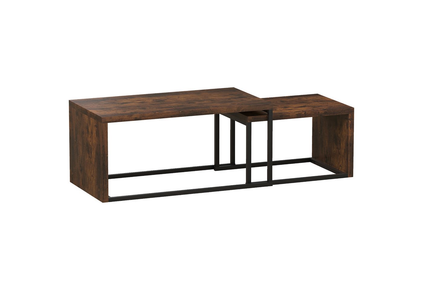 MC Star Couchtisch 2er-Set Satztisch Sofatisch Beistelltisch Kaffeetisch verschiedene (Formen multifunktional elegant schlicht Metallfuß Schwarz+Braun) von MC Star