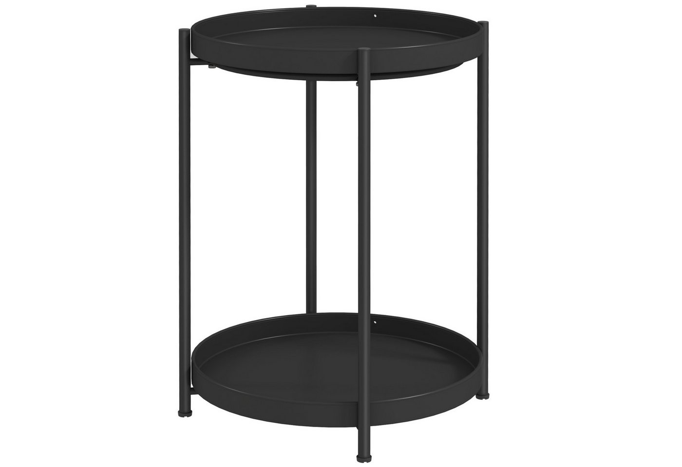 MC Star Couchtisch Beistelltisch, mit 2 Ablage, Runder Kaffeetisch, für Wohnzimmer (Schlafzimmer, 44 x 44 x 56 cm, Stahl, Schwarz) von MC Star