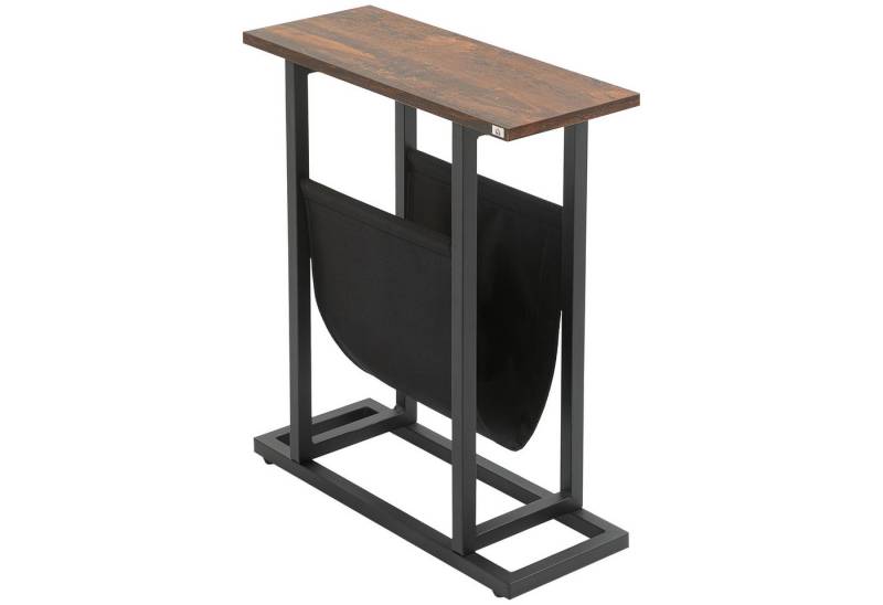 MC Star Couchtisch Beistelltisch Couchtisch mit Stofftasche & Stahlrahmen, Nachttisch (für Schlafzimmer oder Wohnzimmer, dunkelbraun und schwarz) von MC Star