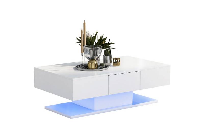 MC Star Couchtisch Wohnzimmer 2 Schubladen Tee mehrere hochglanzige Sofas Schreibtisch (Wohnzimmer moderne Teetisch mit weißen Schubladen Schubladen große Teetisch hochglanzige Sofa Tisch 100cm) von MC Star