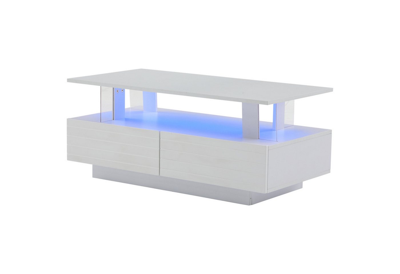 MC Star Couchtisch mit Aufbewahrungsfunktion, Acryl-LED-wohnzimmertisch, beistelltisch (doppelschichtiger rechteckiger Couchtisch mit Bluetooth-Handy-App-Steuerung, geeignet für Partys, Büros) von MC Star