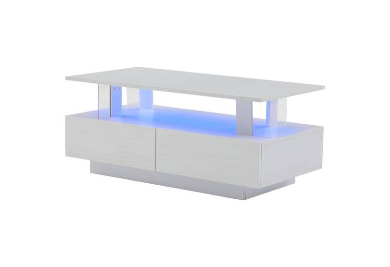 MC Star Couchtisch mit Aufbewahrungsfunktion, Acryl-LED-wohnzimmertisch, beistelltisch (doppelschichtiger rechteckiger Couchtisch mit Bluetooth-Handy-App-Steuerung, geeignet für Partys, Büros) von MC Star