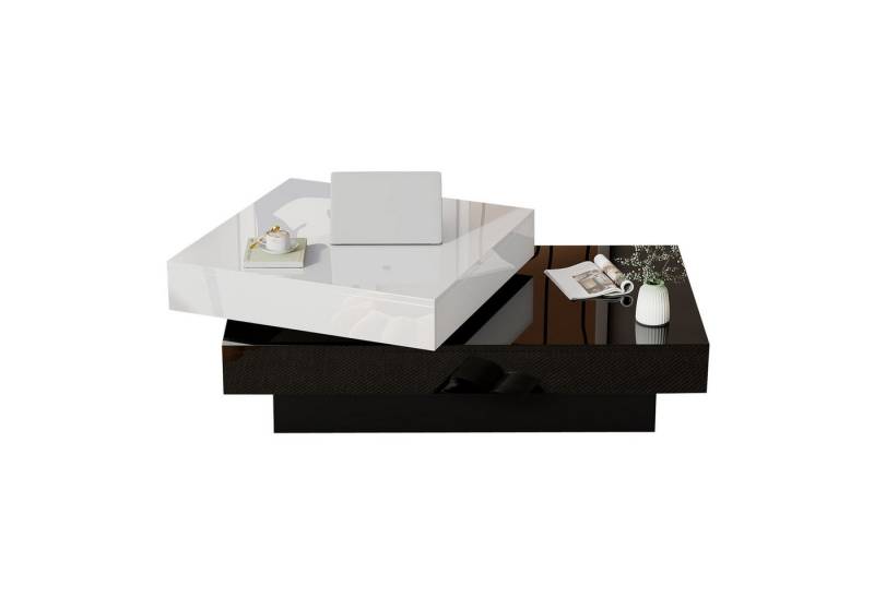 MC Star Couchtisch mit schwarzer und Naht, moderner, schlichter mit Hochglanzoberfläche (mit Hochglanzoberfläche, doppelschichtiger Mitteltisch aus Spanplatte, geeignet für das Wohnzimmer einer Wohnung) von MC Star