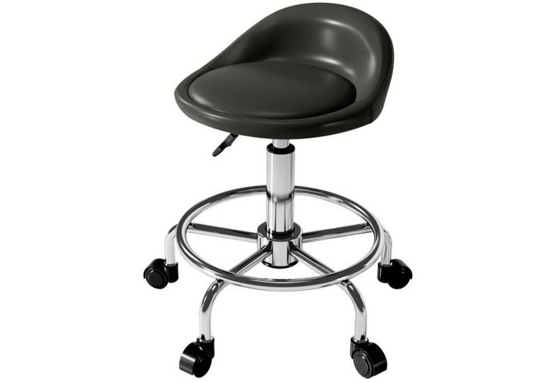 MC Star Drehhocker Rollhocker höhenverstellbar mit Rückenlehne 59-75 cm (Arbeitshocker 360° drehbar Hocker Bürohocker für Büro Salon Massage Spa Schwarz) von MC Star