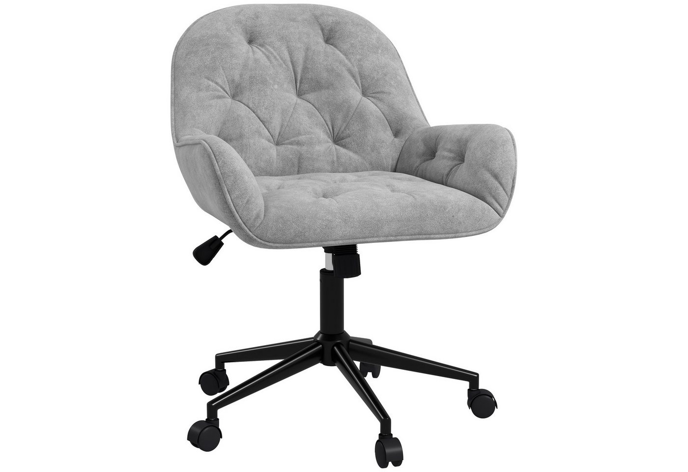 MC Star Drehstuhl höhenverstellbar ergonomischer Arbeitsstuhl mit Samtoptik in Hellgrau (für Wohnzimmer & Büro) von MC Star