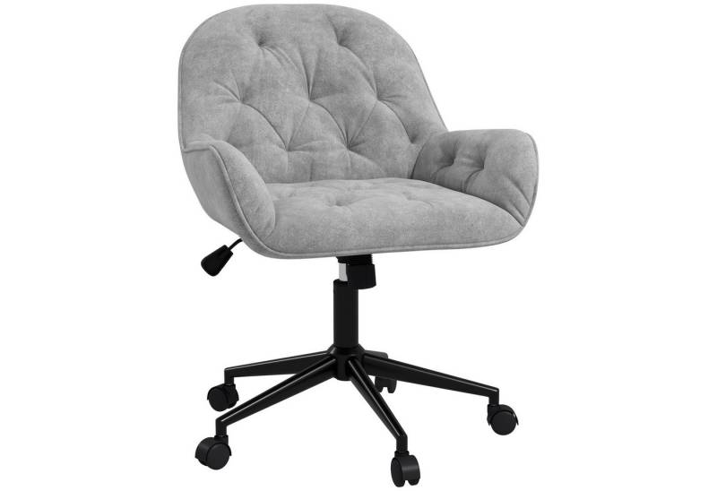 MC Star Drehstuhl höhenverstellbar ergonomischer Arbeitsstuhl mit Samtoptik in Hellgrau (für Wohnzimmer & Büro) von MC Star