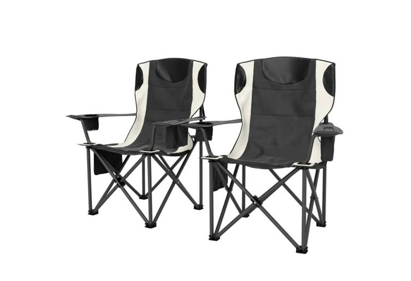 MC Star Faltstuhl 2er Set faltbar Campingstuhl mit Armlehnen Getränkehalter Kopfstütze (Kühltasche Outdoor Klappstuhl bis 120kg belast gepolstert Angelstuhl Gartenstuhl für Garten Camping, 2 St) von MC Star