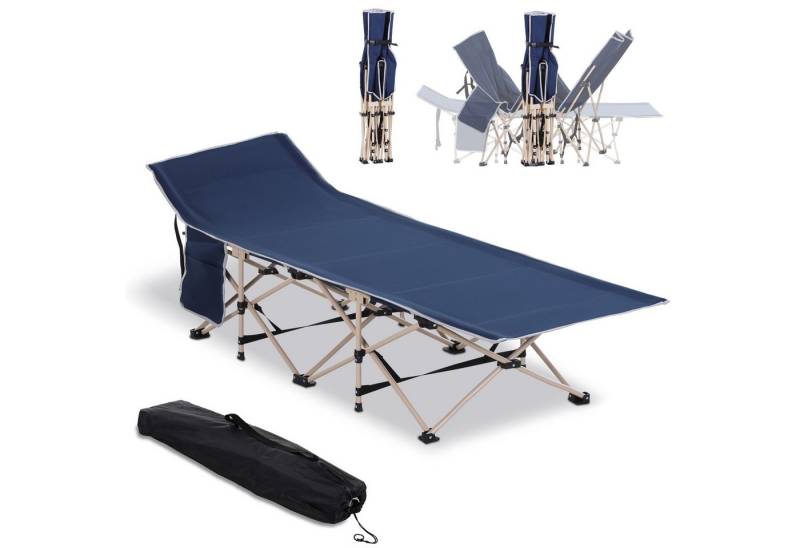 MC Star Feldbett Faltbares Campingbett mit Aufbewahrungstasche, Stahl & Oxford (Blau, 190x68x52cm) von MC Star
