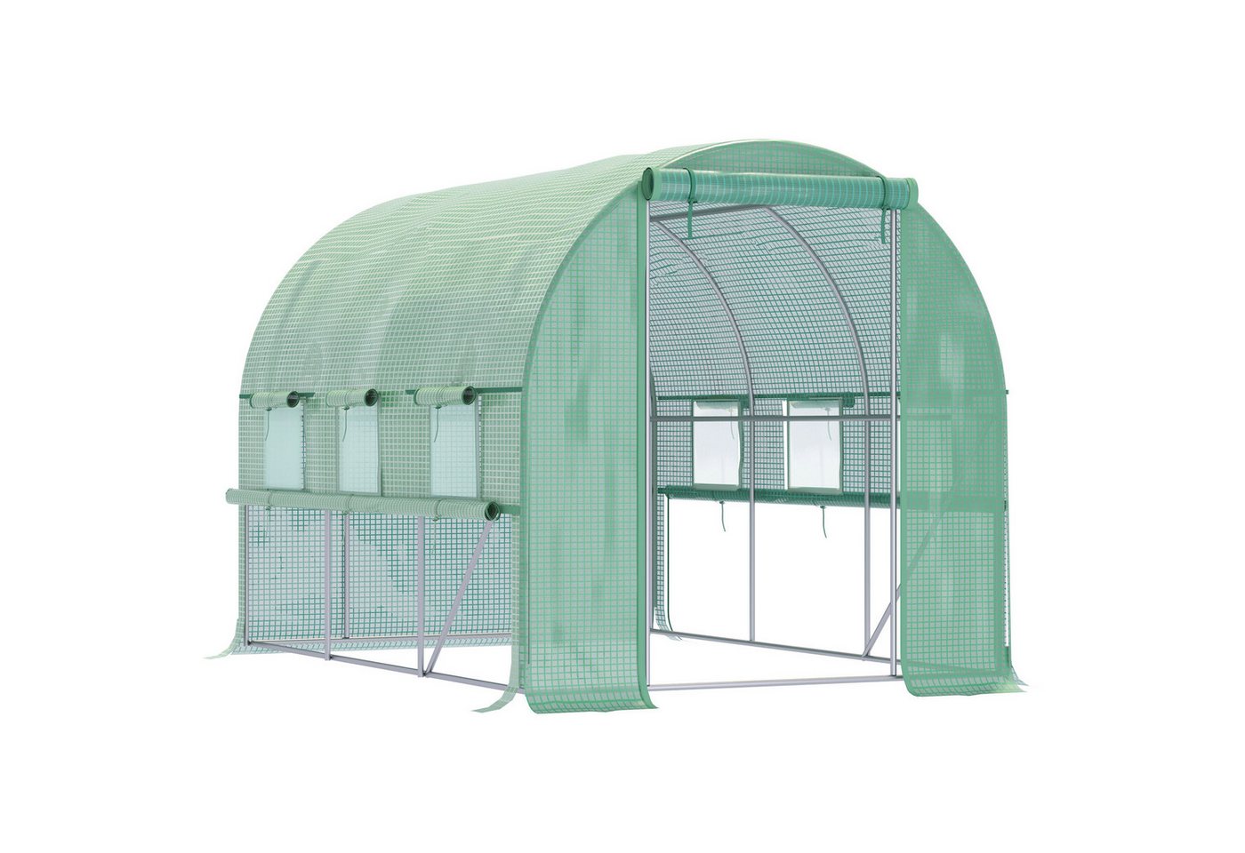 MC Star Foliengewächshaus 2,95x2x2m Tunnel begehbar mit 6 Fenstern UV-Schutz, für Pflanzenanbau im Garten von MC Star