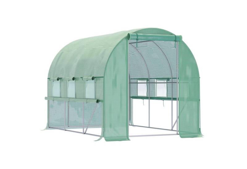 MC Star Foliengewächshaus 2,95x2x2m Tunnel begehbar mit 6 Fenstern UV-Schutz, für Pflanzenanbau im Garten von MC Star