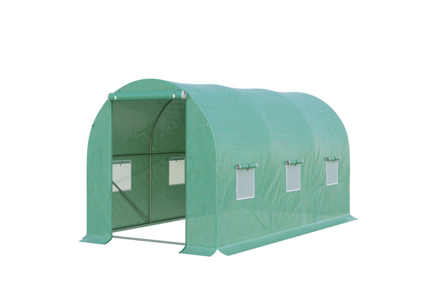 MC Star Foliengewächshaus Tomatengewächshaus 395x195x190cm mit 6 Netzfenstern, Rundbogen Treibhaus für Pflanzenzucht & Frühbeet von MC Star