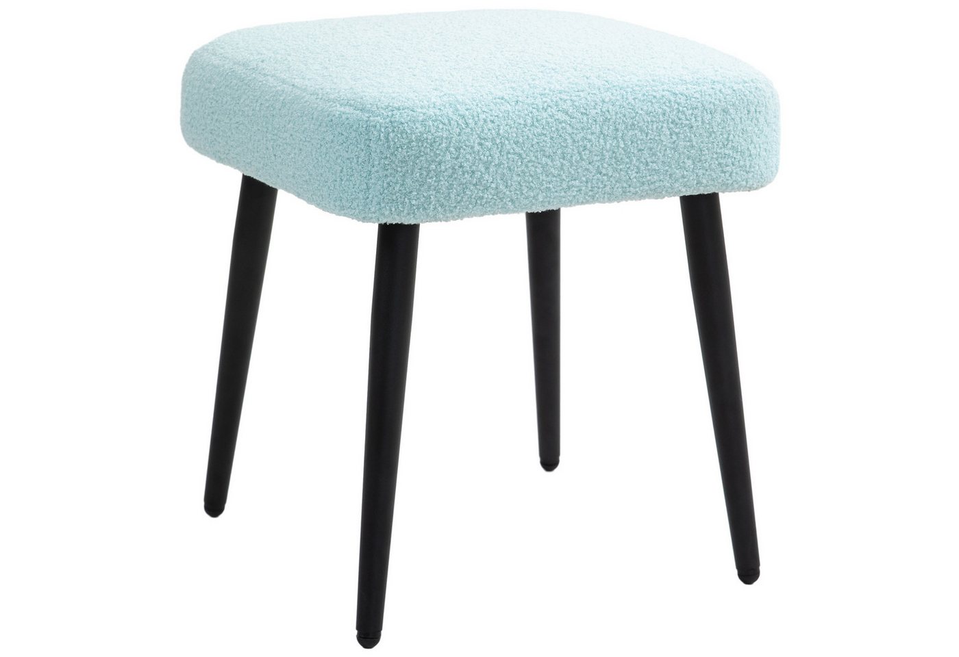 MC Star Fußhocker Sitzhocker quadratisch mit Kaschmir-Optik, Fußstütze mit Stahlbeinen (hellblau für Wohnzimmer & Schlafzimmer) von MC Star