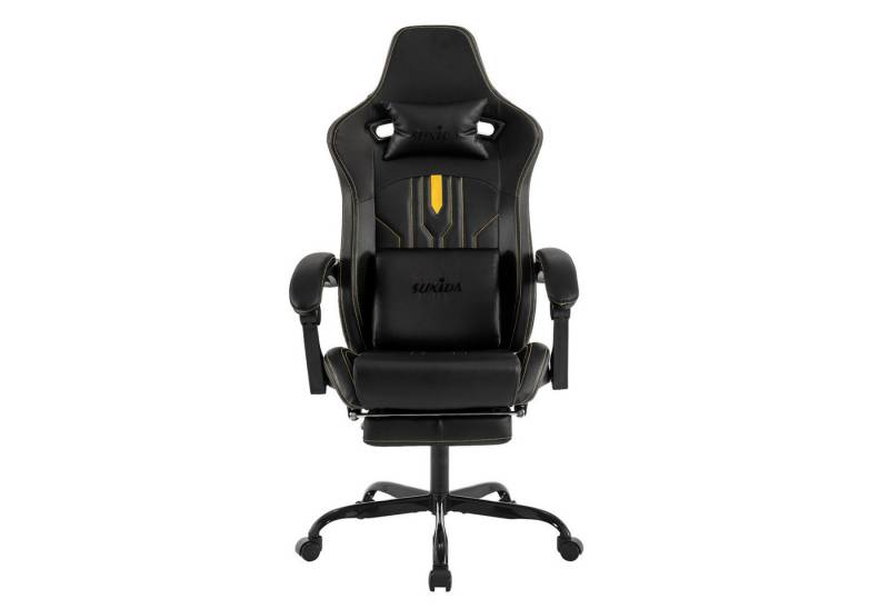MC Star Gaming-Stuhl Computerstuhl Ergonomischer Gaming Chair mit Fußstütze (Fußstütze Bürostuhl Ergonomischer Computerstuhl mit Lendenwirbelstütze) von MC Star
