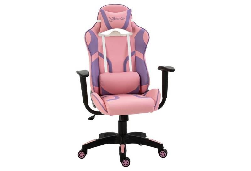 MC Star Gaming-Stuhl Ergonomischer Bürostuhl, Drehstuhl, Verstellbares Massage Lendenkissen (Höhenverstellbar, Rosa&Violett, 69x56x125,5cm) von MC Star
