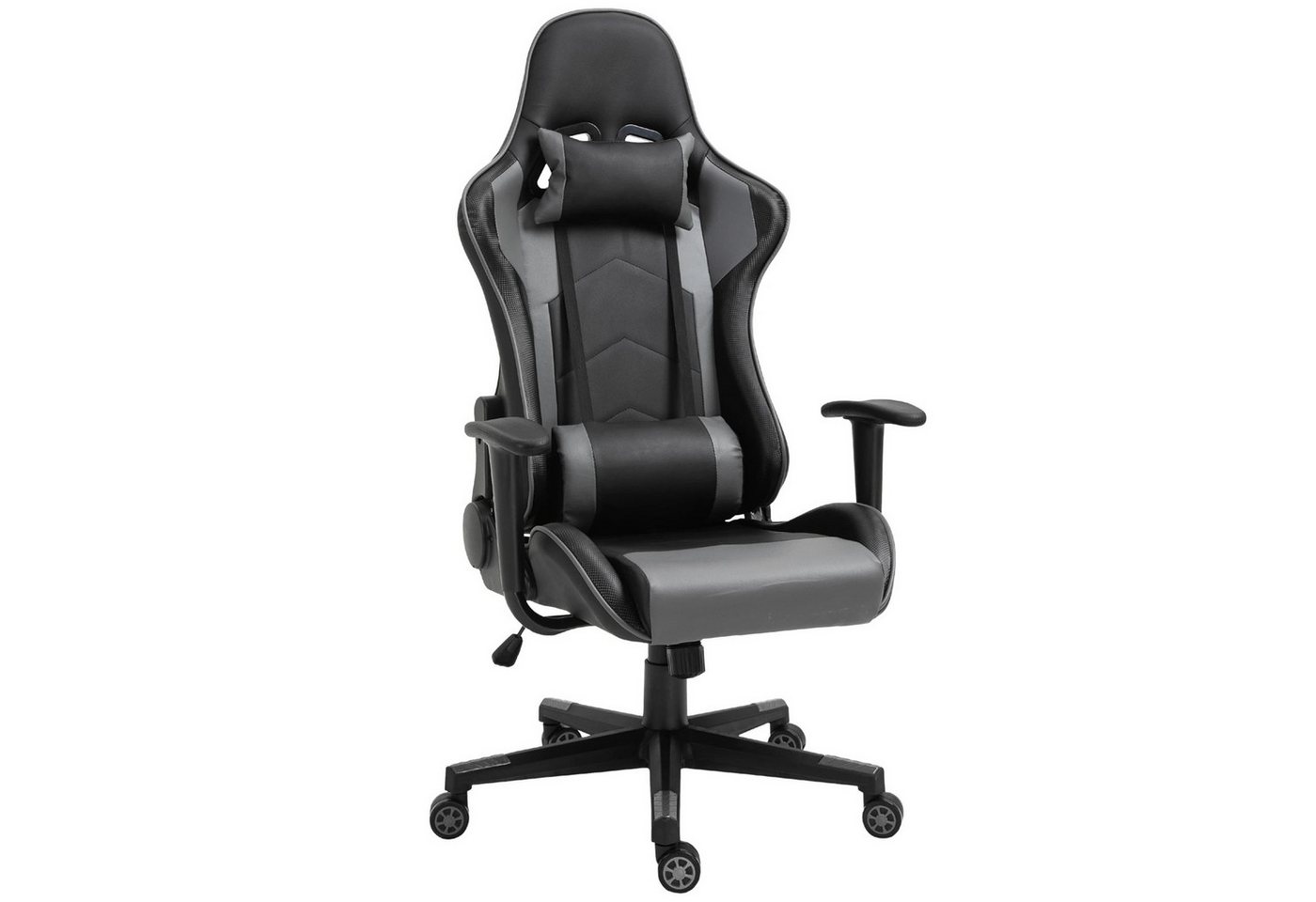 MC Star Gaming-Stuhl Ergonomischer Bürostuhl Drehstuhl aus Kunstleder & Schaumstoff (Schwarz 67,5x74x126-136cm für komfortables Arbeiten & Spielen) von MC Star