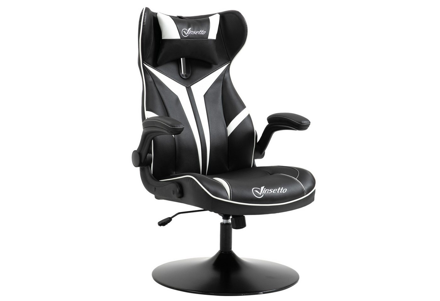 MC Star Gaming-Stuhl ergonomischer Computerstuhl mit Wippfunktion Drehstuhl (höhenverstellbar Stahl Schwarz+Weiß 67 x 75 x 106-112 cm) von MC Star