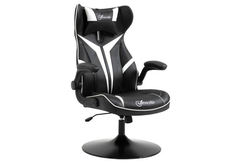 MC Star Gaming-Stuhl ergonomischer Computerstuhl mit Wippfunktion Drehstuhl (höhenverstellbar Stahl Schwarz+Weiß 67 x 75 x 106-112 cm) von MC Star