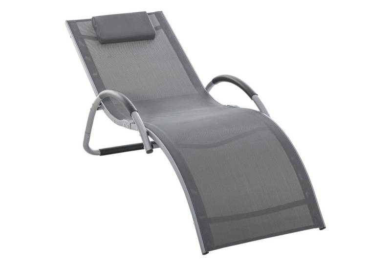MC Star Gartenliege mit Kissen Sonnenliege Relaxliege ergonomisch Aluminium, Aluminium Texteline Grau 160 x 60 x 65 cm von MC Star