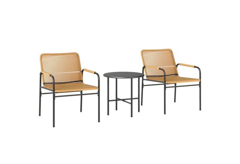 MC Star Gartenlounge-Set Rattan Bistroset, Sitzgruppe, Gartengarnitur mit 2 Gartensesseln, (Couchtisch, Balkonmöbel-Set für Garten, Terrasse, Stahl, Gelb) von MC Star