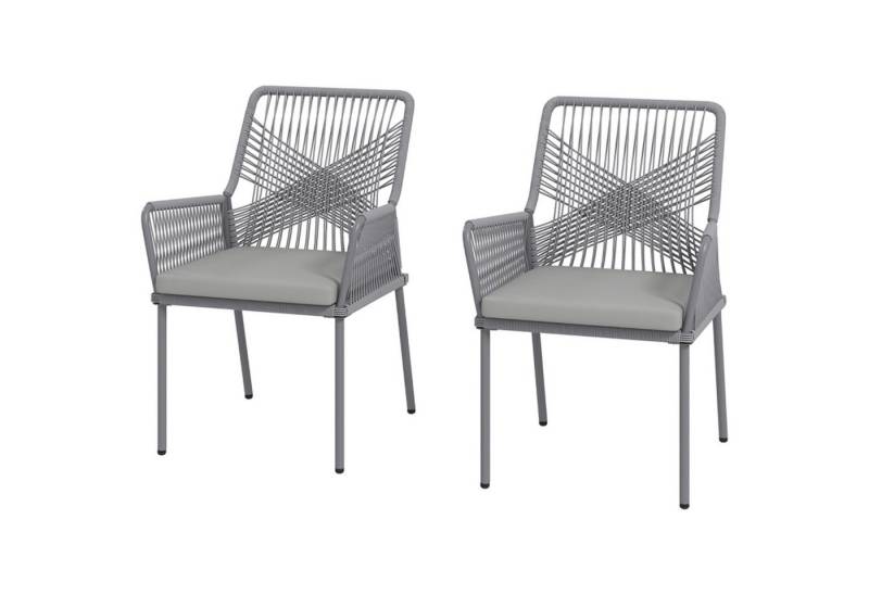MC Star Gartenstuhl 2er Set Rattan Gartenmöbel mit Armlehne Rückenlehne abnehmbar (Sitzkissen wetterfest Outdoor Essstühle Gartenstühle Balkonstuhl Rattanstuhl für Garten Balkon Terrasse Dunkelgrau) von MC Star