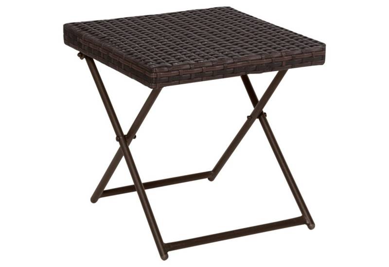 MC Star Gartentisch Beistelltisch Blumenständer klappbar 40x40x40 cm (cm Polyrattan Metall Braun für Gartenmöbel & Terrasse) von MC Star