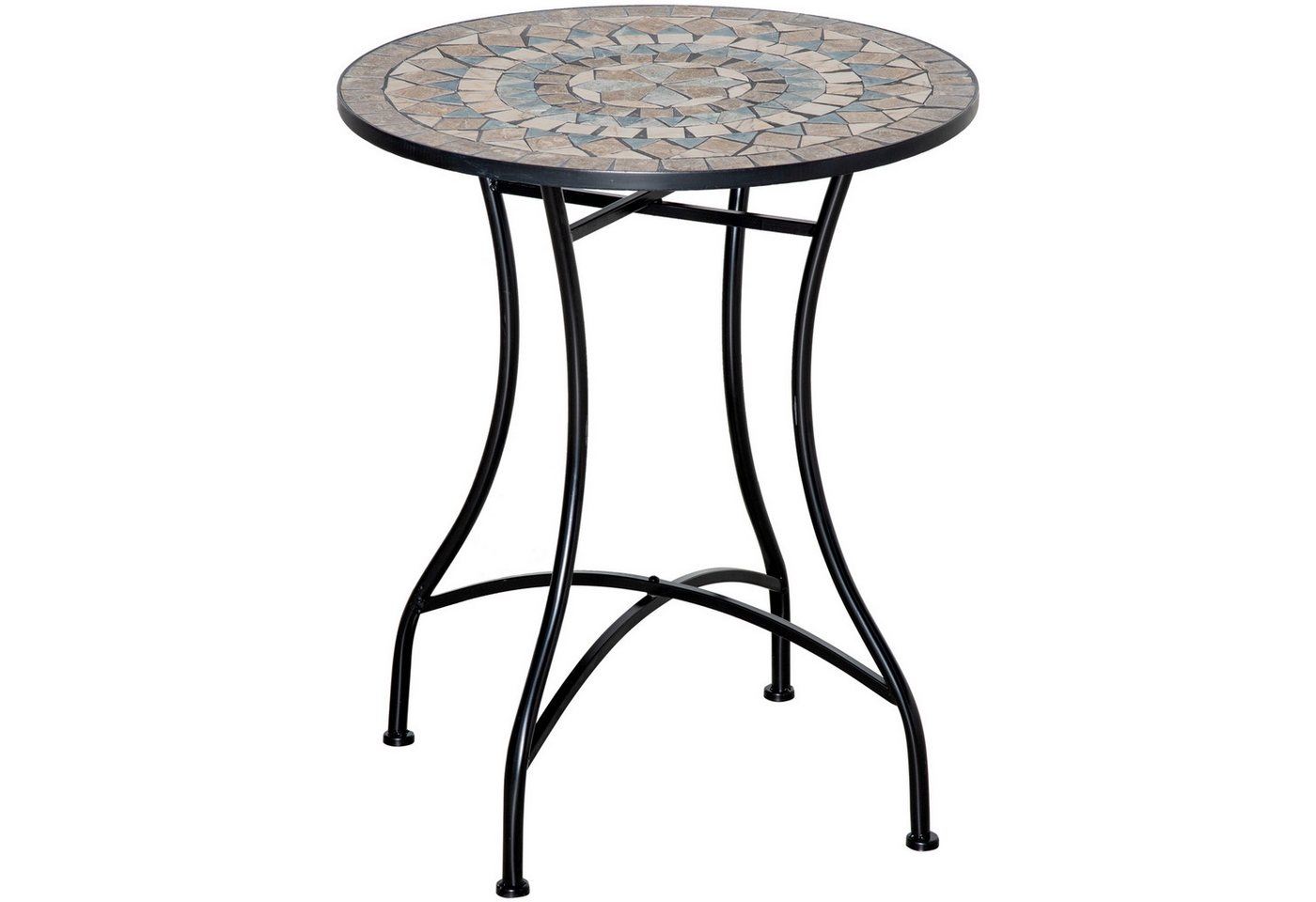 MC Star Gartentisch Mosaiktisch rund Bistrotisch mit Keramik Mosaikplatte (60cm für Garten Balkon Terrasse) von MC Star