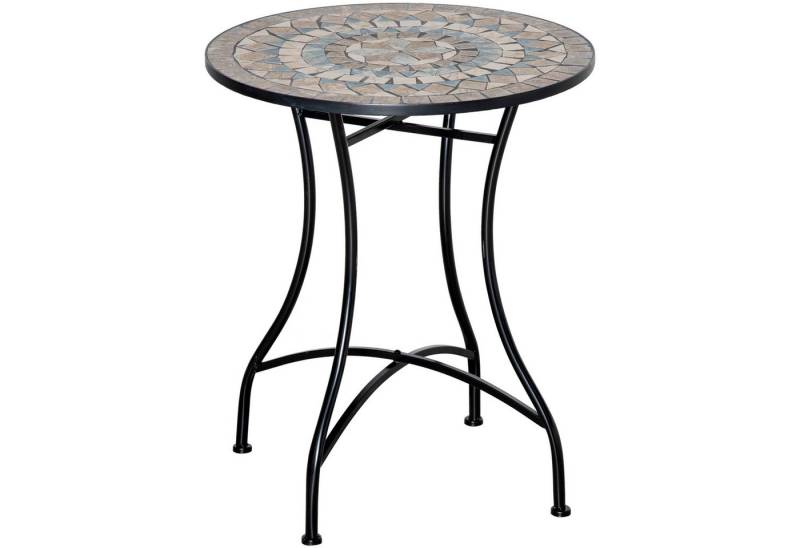 MC Star Gartentisch Mosaiktisch rund Bistrotisch mit Keramik Mosaikplatte (60cm für Garten Balkon Terrasse) von MC Star