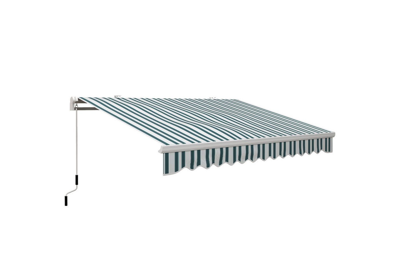 MC Star Gelenkarmmarkise Markise 4m mit Handkurbel Balkonmarkise Sonnenschutz (Sonnenschutz Wandmontage Balkon Alu Weiß+Grün 395 x 245 cm) von MC Star