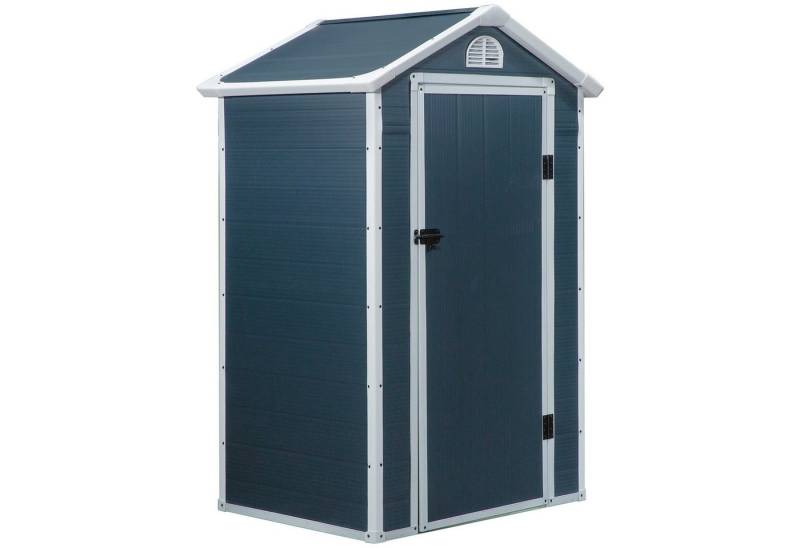 MC Star Gerätehaus Gartenhaus Geräteschuppen mit Lüftungsfenster Pultdach Metall, Grau 134 x 104 x 204 cm für Garten & Outdoor von MC Star