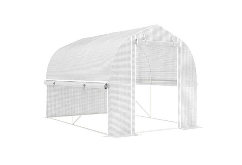 MC Star Gewächshaus 3x2x2 m Foliengewächshaus mit 4 Fenster & Tür, Aufrollbar Seitenwänden, Aufrollbar Seitenwänden, UV-beständiger Folientunnel Tomatenhaus von MC Star