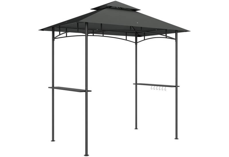 MC Star Grillpavillon mit LED 240 x 150 x 258 cm wasserabweisend flammhemmend Gartenpavillon, mit Doppelschichtdach, Seitenregalen, Gartenlauben mit UV-Schutz von MC Star