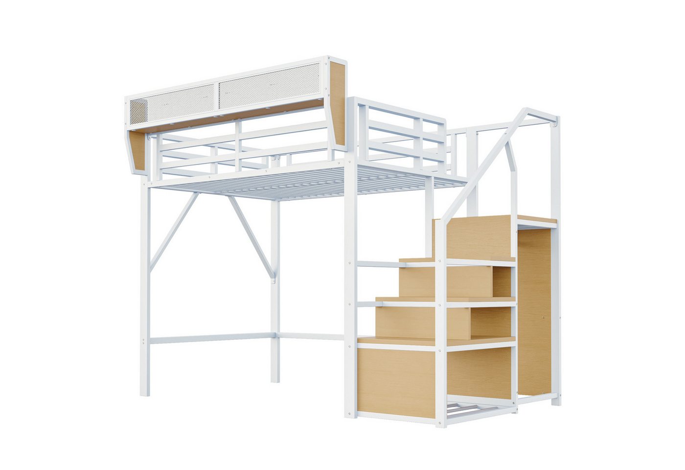 MC Star Hochbeet 140x200 mit Sicherheitsleiter und flexiblem Staufach, Metallbett (Erwachsenenbett Kinder-Etagenbett) von MC Star