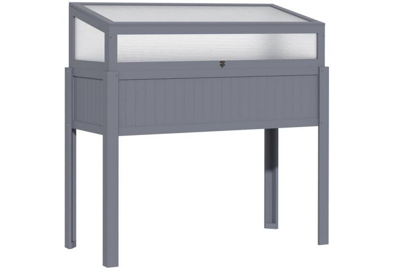 MC Star Hochbeet Holz mit Frühbeet 2-in-1 Gewächshaus für Tomaten & Gemüsebeet (Polycarbonat grau 120x54x112/122cm) von MC Star