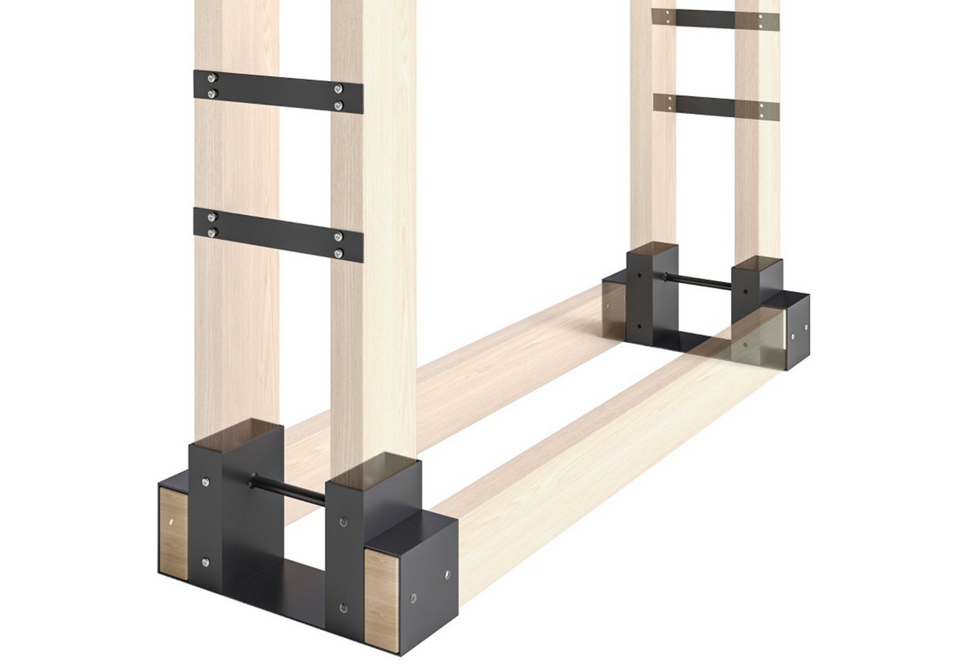 MC Star Kaminholzregal 2er Set Kaminholzregal für innen 33,5 x 10 x 15,5cm Brennholzregal, (mit verstellbar Länge Metall Schwarz) von MC Star