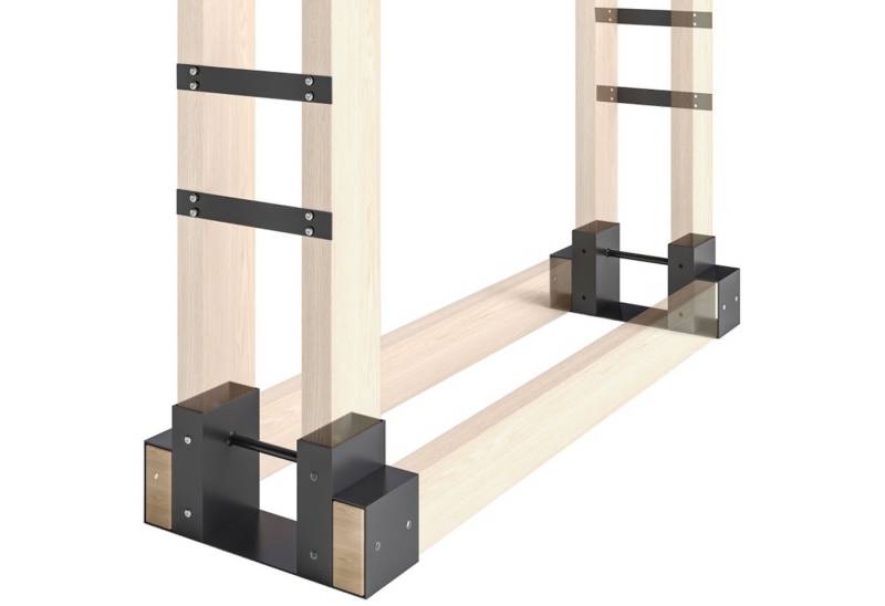 MC Star Kaminholzregal 2er Set Kaminholzregal für innen 33,5 x 10 x 15,5cm Brennholzregal, (mit verstellbar Länge Metall Schwarz) von MC Star