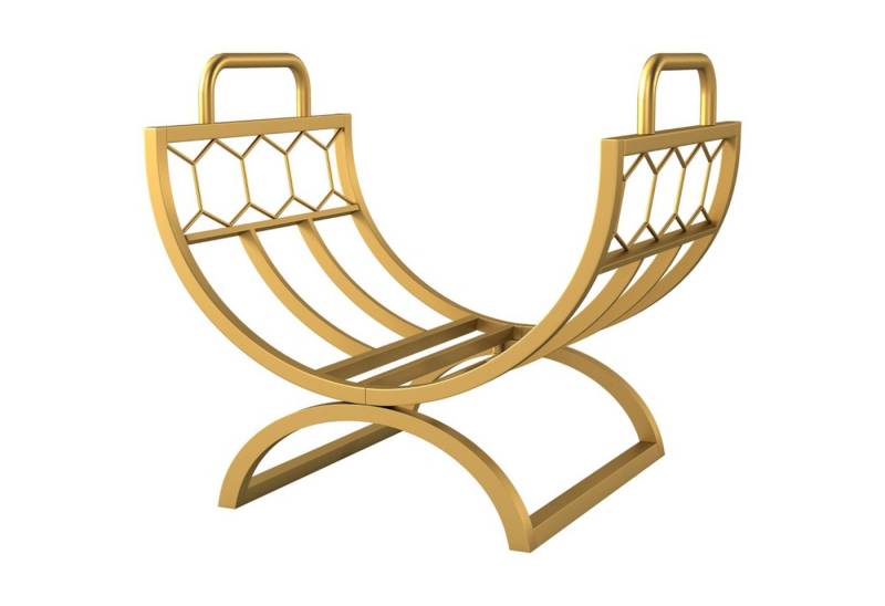 MC Star Kaminholzregal für innen 46 x 36 x 41cm Brennholzregal für Kamin Ofen Metall Gold von MC Star