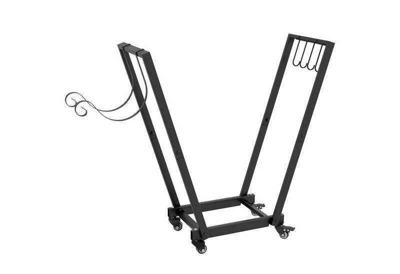 MC Star Kaminholzregal mit Rollen 79 x 30 x 81 cm, Feuerholzregal für Garten & Terrasse, (Metall schwarz, inkl. Anzündholz- & Werkzeughaken) von MC Star