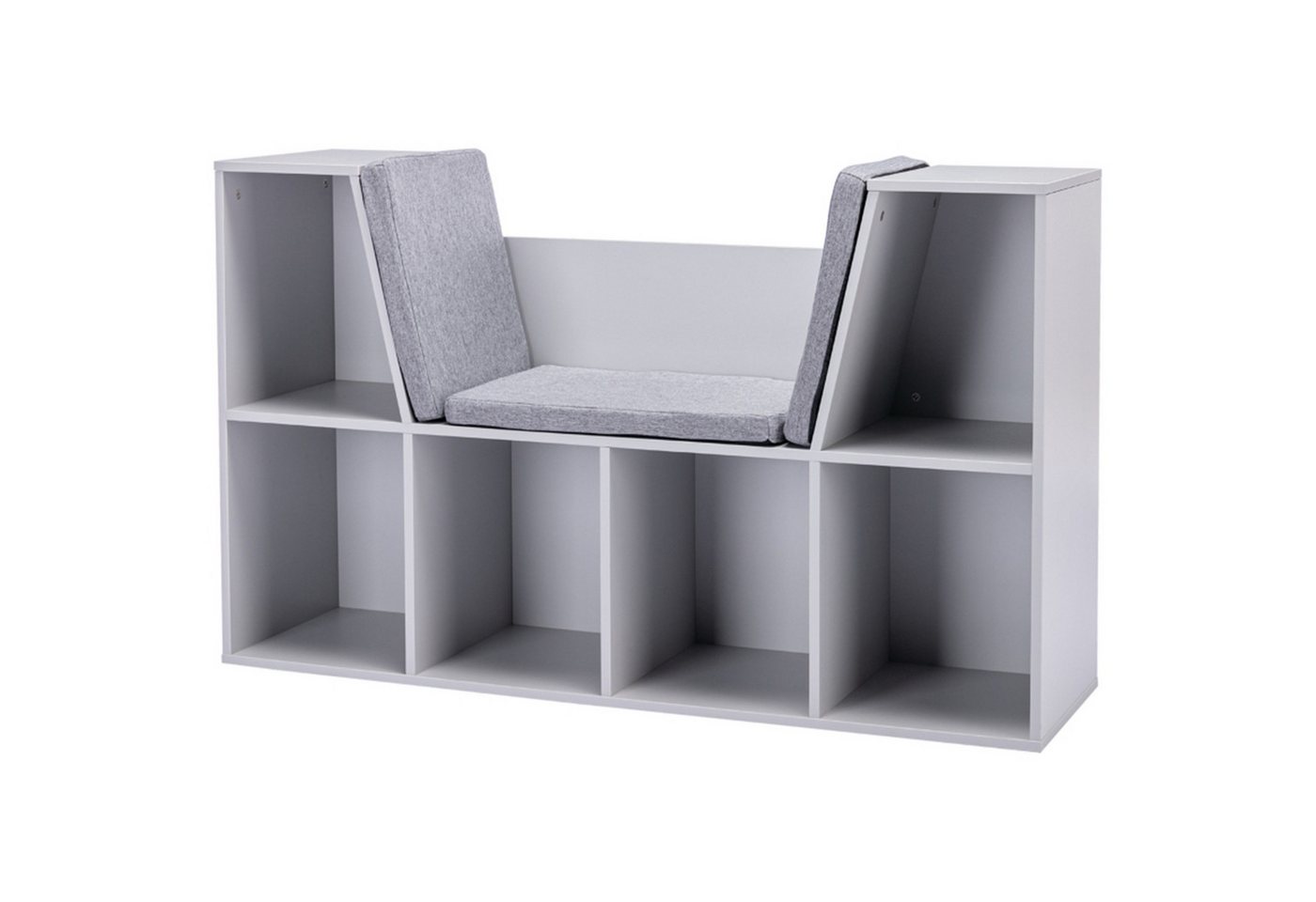 MC Star Kinderregal Bücherregal mit Sitzhocker Kindersitzbank mit 6 Fächern Sitztruhe, mit 3 Kissen Spielzeugkiste ab 3 Jahren Grau 103 x 30 x 62 cm MC Star Kinderregal Bücherregal mit Sitzhocker Kindersitzbank mit 6 Fächern Sitztruhe, mit 3 Kissen Spielzeugkiste ab 3 Jahren Grau 103 x 30 x 62 cm von MC Star
