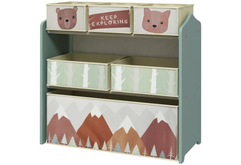 MC Star Kinderregal Kinderschrank mit 6 Stoffboxen, niedliches Motiv, 63x30x66 cm, Grün MC Star Kinderregal Kinderschrank mit 6 Stoffboxen, niedliches Motiv, 63x30x66 cm, Grün von MC Star