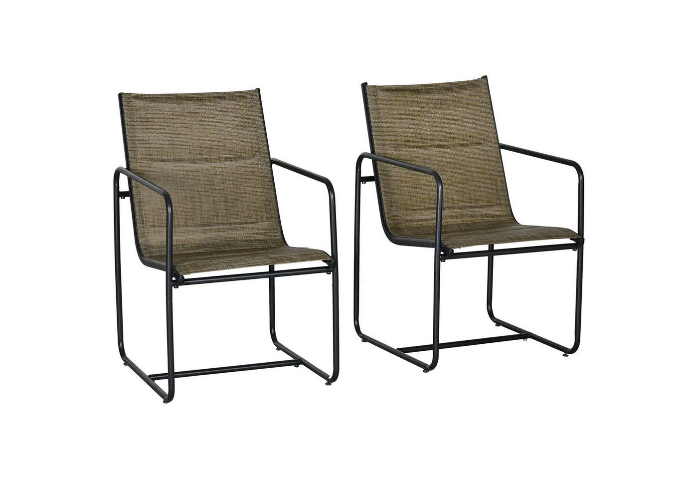 MC Star Klappstuhl Balkonstühle 2er-Set mit Armlehnen, atmungsaktiver Bezug, robuster (rutschfeste Füße bis 130 kg, Braun 54x66,5x88 cm) von MC Star