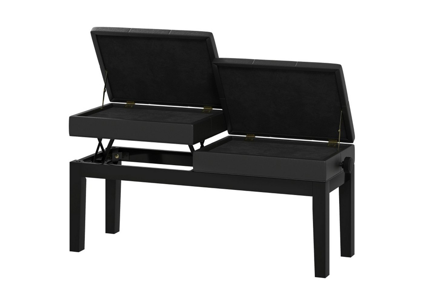 MC Star Klavierbank Höhenverstellbar Klavierhocker mit Stauraum, Pianobank (bis 220 KG Belastbar, Kunstleder, Schwarz, 105 x 37 x 48-58 cm) von MC Star