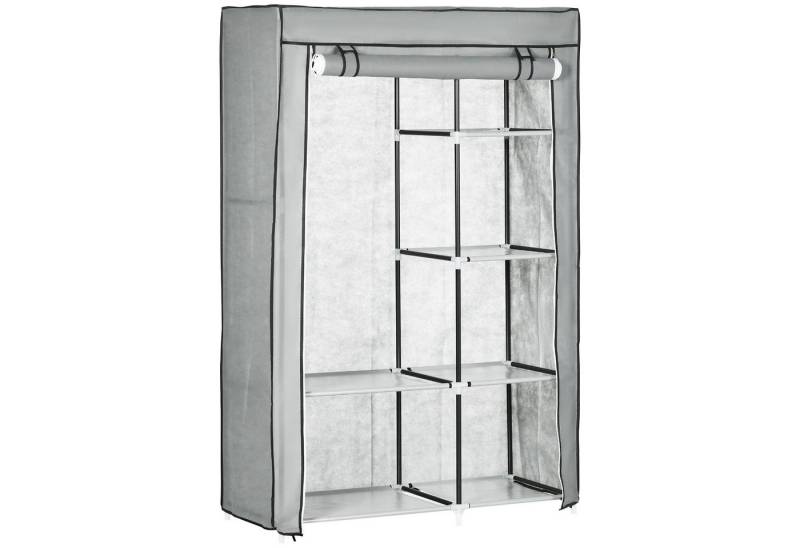 MC Star Kleiderschrank Stoffschrank, 6 Fächer, Grau, 103x43x162,5cm, Faltbare Garderobe (in Vlies-Optik) von MC Star